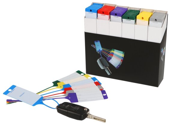 Schlüsselanhänger "Fix", bestehend aus 6 VE frei wählbaren Farben inkl. PP-Gratisbox